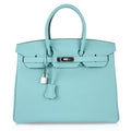 Birkin 35 Bag Fresh Blue Atoll Togo Palladium Hardware