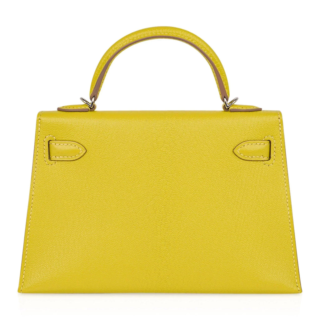 Kelly 20 Mini Sellier Bag Lime Chevre Leather Palladium New w/Box