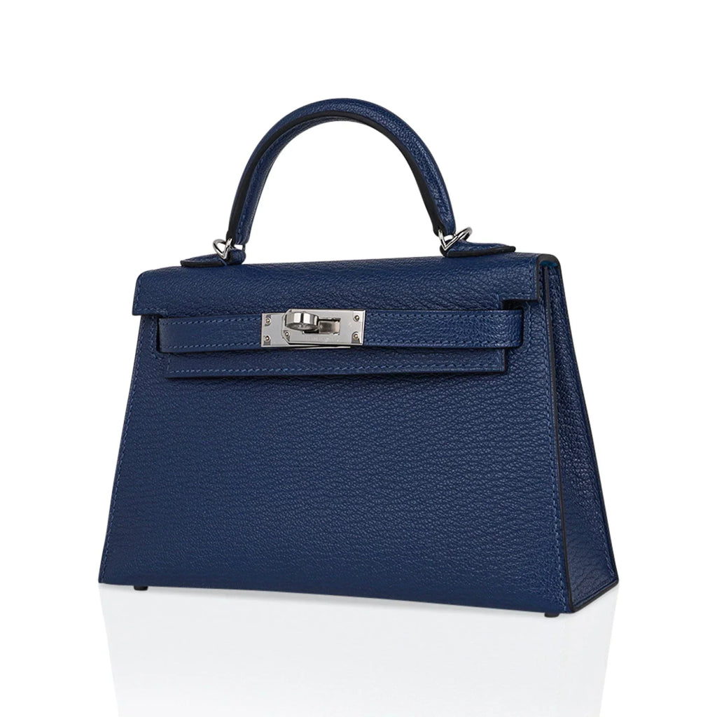 Special Order HSS Verso Mini Kelly 20 Sellier Bag Deep Bleu & Bleu Izmir Epsom Leather with Palladium Hardware
