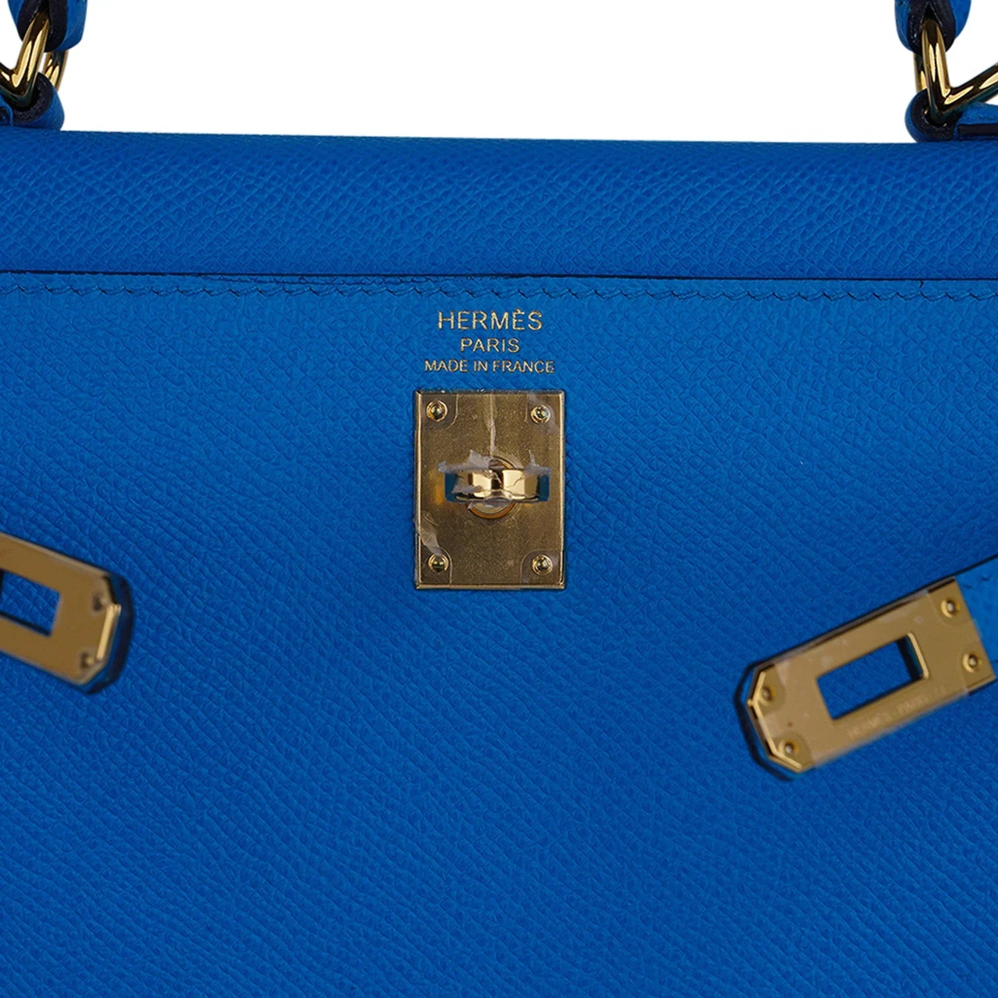 Kelly 25 Sellier Bag Blue Frida Epsom Leather with Gold Hardware