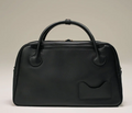 Pure Black Leather Laptop Bag