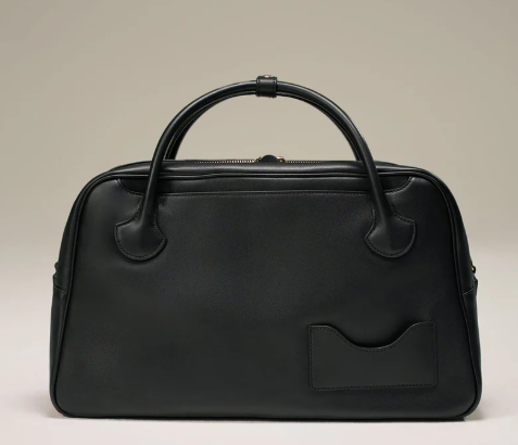 Pure Black Leather Laptop Bag
