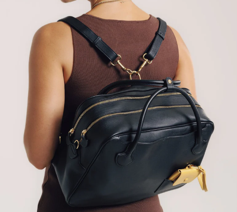 Pure Black Leather Laptop Bag
