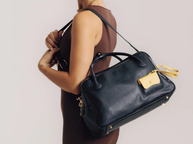Pure Black Leather Laptop Bag