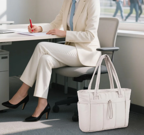 Quilted Puffer Tote Bag | Laptop Sleeve & Cup Holder