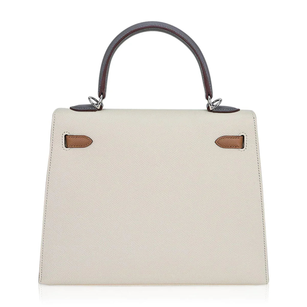 Kelly Sellier 25 Bag Nata Chai & Gris Meyer Epsom Leather with Palladium Hardware