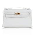 Kelly Pochette Clutch Bag Very Rare White Gold Hardware