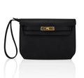 Kelly Depeches 25 Pouch Black Galop D’Leather with Gold Hardware