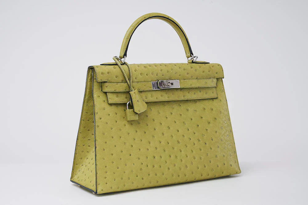 Kelly Kiwi Ostrich Grain Texture Gold Hardware