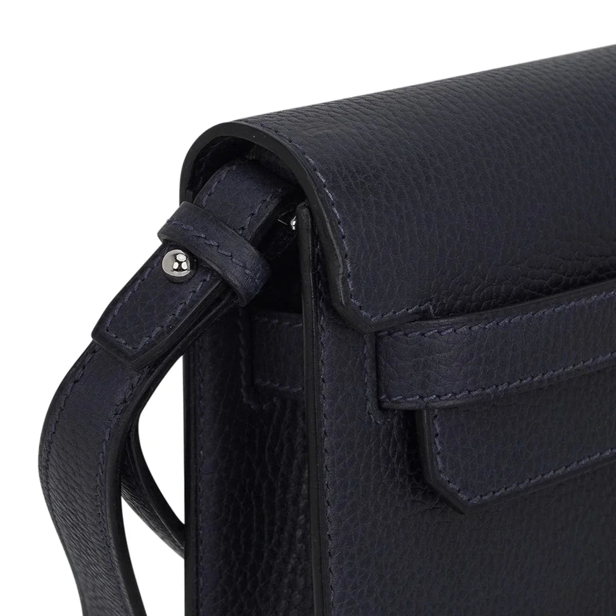 Kelly Depeches 25 Pouch Blue Ocean Galop D’Vache Leather with Palladium Hardware