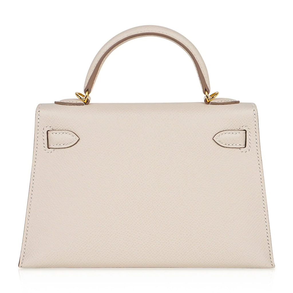 Kelly 20 Mini Sellier Bag Craie Epsom Leather Gold Hardware New w/Box