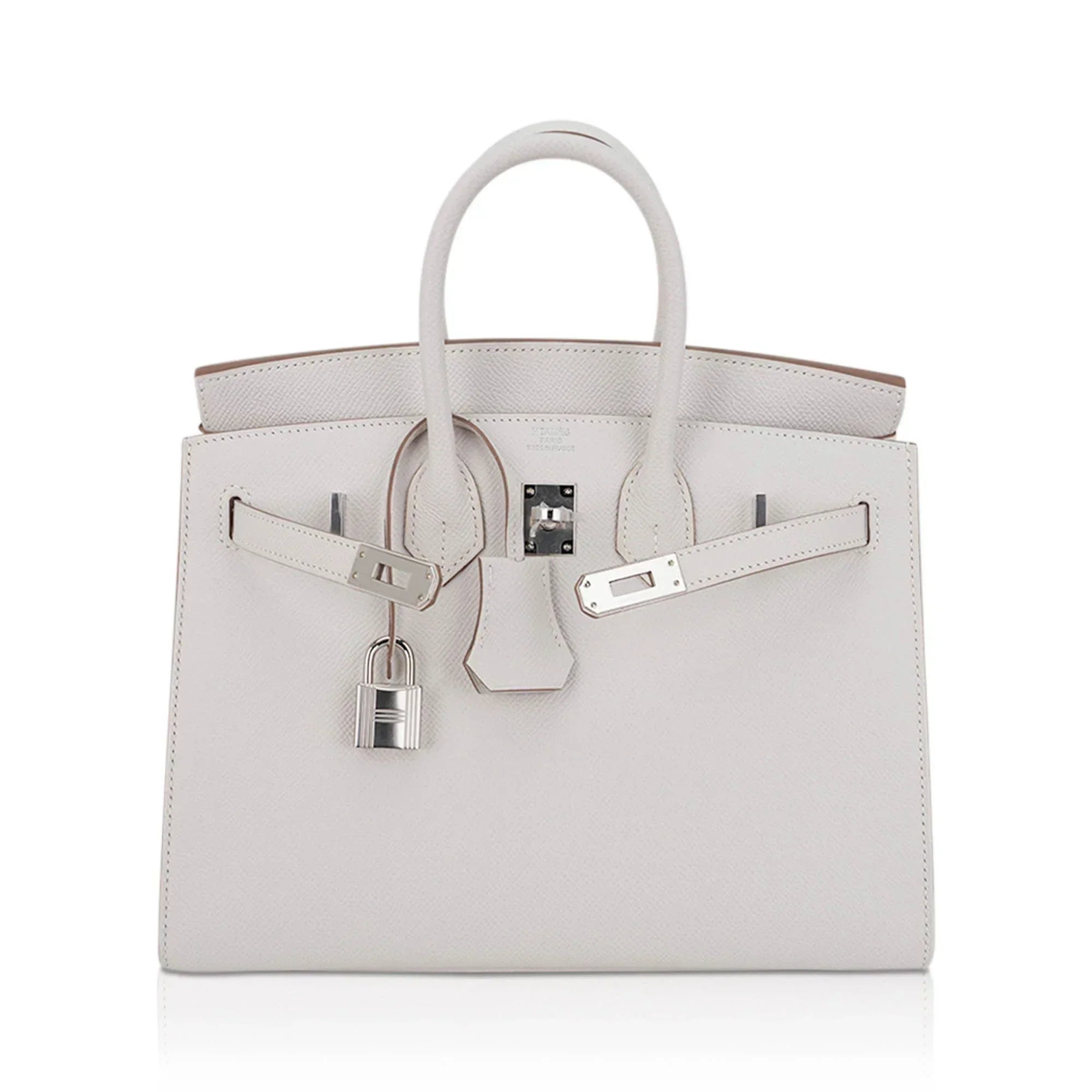 Birkin Sellier 25 Bag Gris Pale Epsom Leather with Palladium Hardware