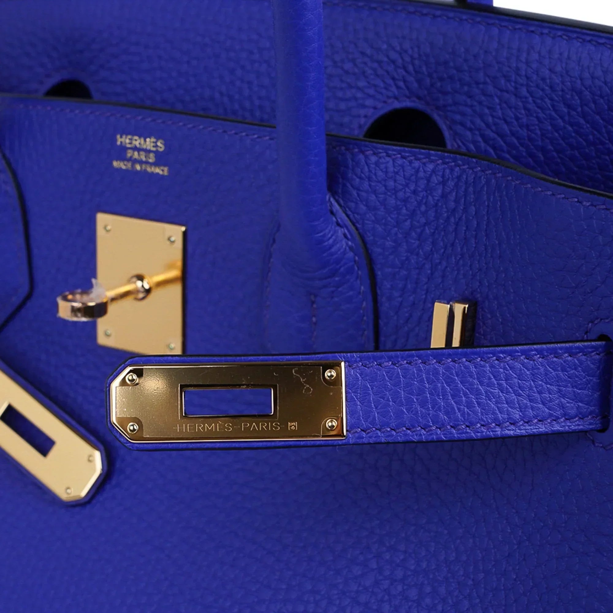 Birkin 30 Bag Blue Electric Clemence Gold Hardware