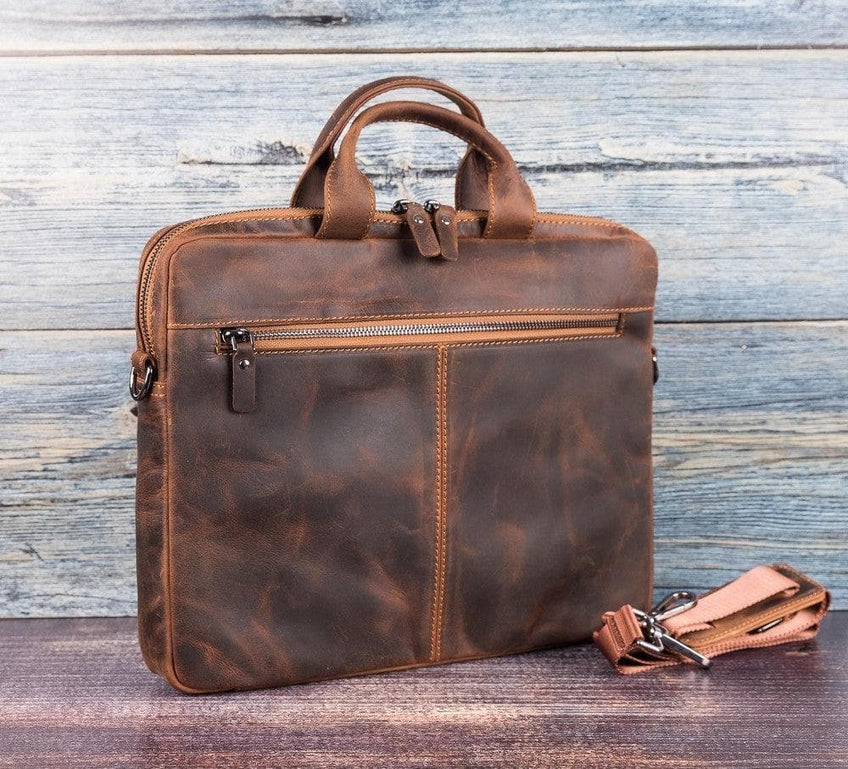 Leather Business Briefcase / Laptop Case 14"