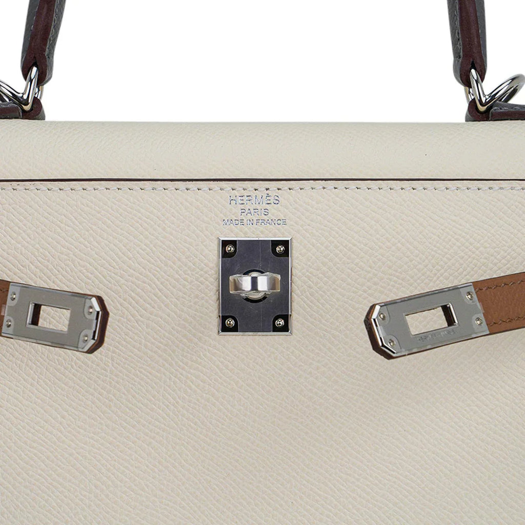 Kelly Sellier 25 Bag Nata Chai & Gris Meyer Epsom Leather with Palladium Hardware