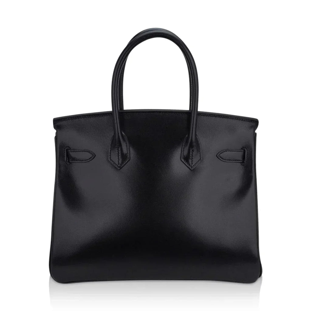 Birkin 30 Black Box Leather Bag Palladium Hardware