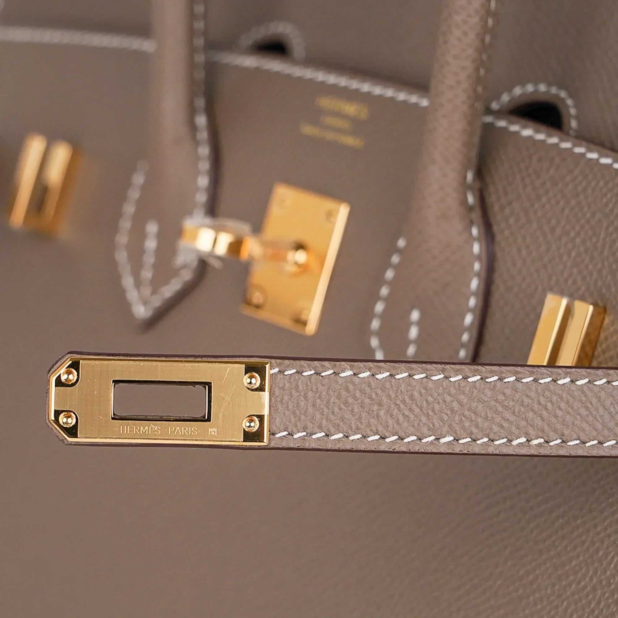 Birkin Sellier 25 Etoupe Gold Hardware Epsom Leather New w/Box