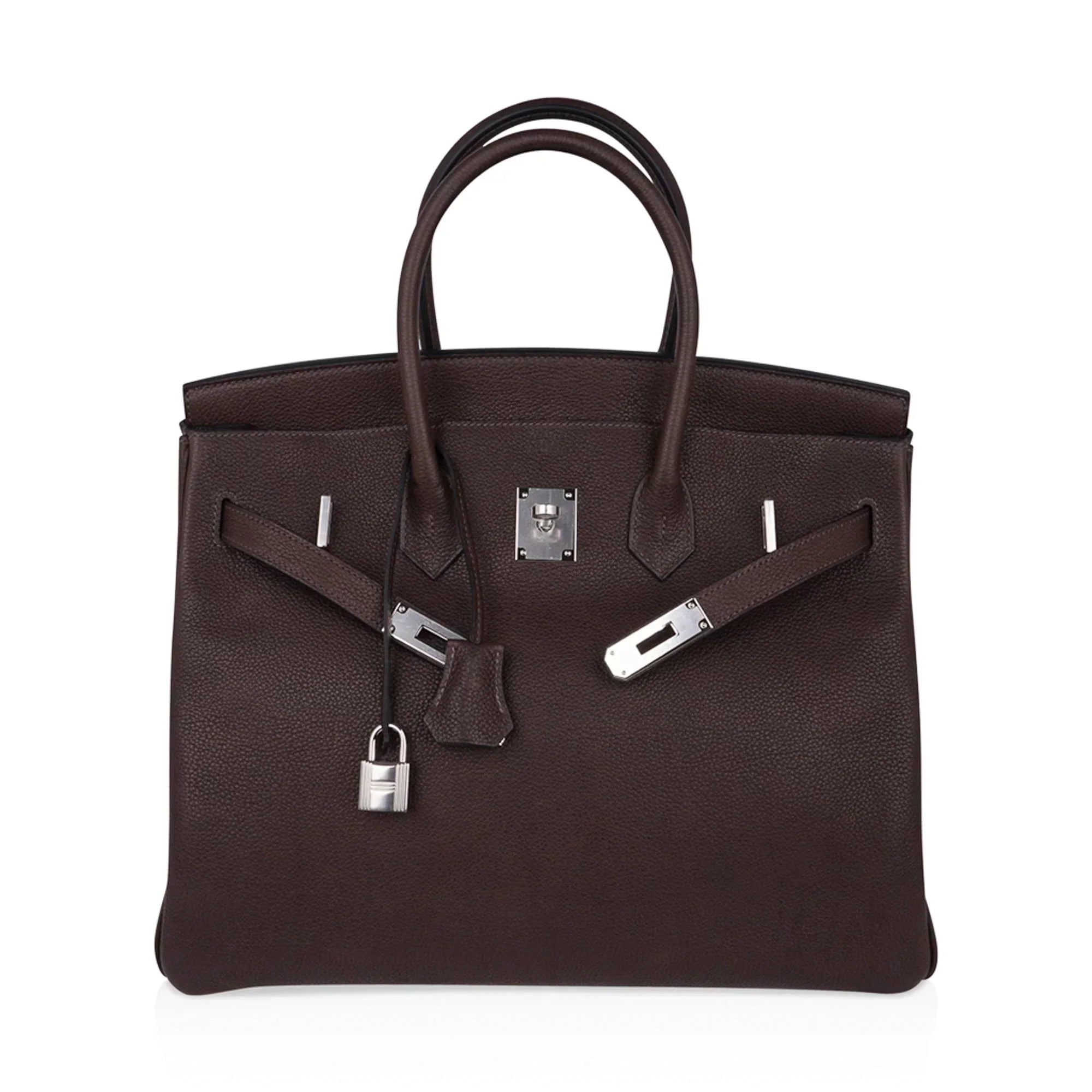 Birkin 35 Bag Ebene Barenia Faubourg Leather with Palladium Hardware