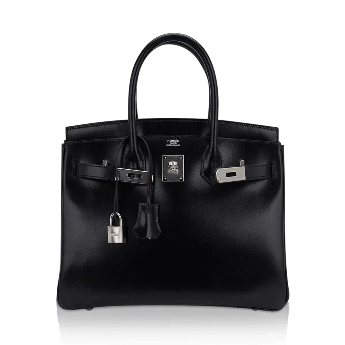 Birkin 30 Black Box Leather Bag Palladium Hardware